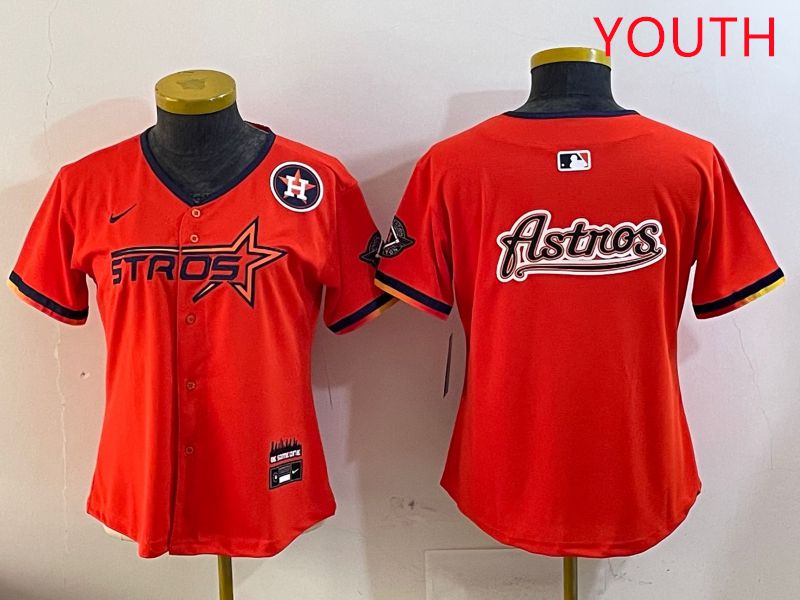 Youth Houston Astros Blank Orange Three generations Joint Name 2025 Nike MLB Jersey style 19->youth mlb jersey->Youth Jersey